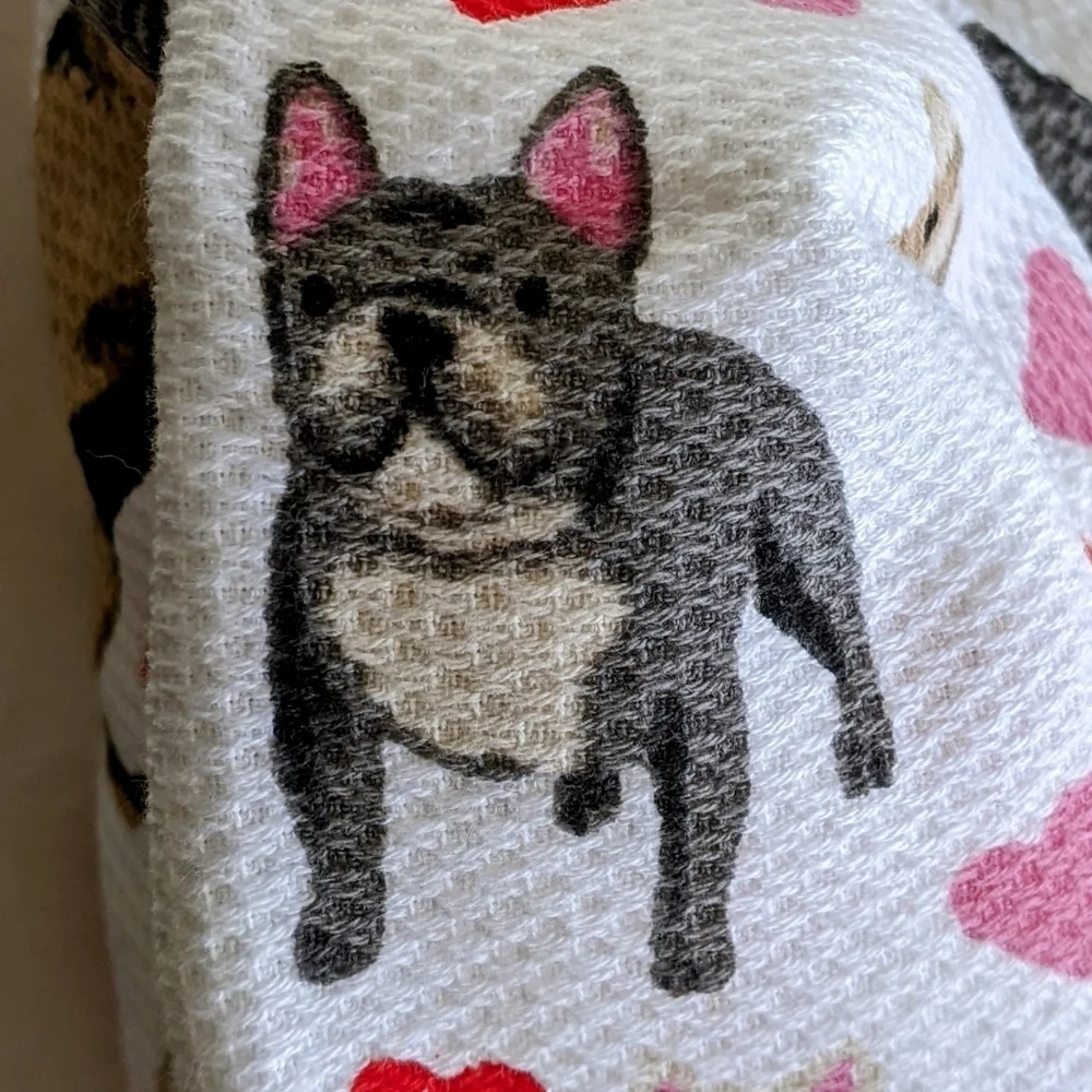 Boston Terrier Frenchie Various Dogs Hearts Set of 2 Kitchen Towel Set Multi NWT